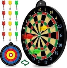 Image of Goury Magnetic Dart Board Set | 12 Safe Darts | Double-Sided 13" Indoor Toy