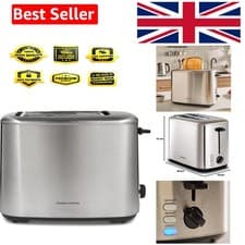 Image of Equip 2 Slice Toaster, Brushed Stainless Steel, 800W, 2 Slots, Defrost & Rehe...