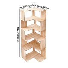 Image of 3/4/5-Tier Wooden Corner Bookcase Book Storage Cabinet Home/School Shelving Unit