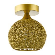 Image of Modern Satin Gold Ceiling Light Fitting with Twisting Metal Shade by Happy Ho...