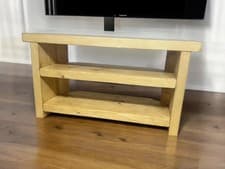 Image of Rustic Handmade Corner Tv Stand with Shelves