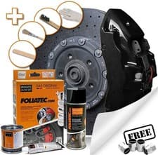 Image of BLACK Car Brake Caliper Paint Lacquer Kit Heat Resistant FOLIATEC FT2164+CP