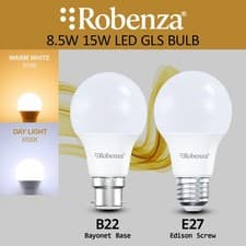 Image of 8.5w=60W 15w=100W LED GLS LIGHT BULBS BC B22 ES E27 Warm White/Daylight A60 lamp