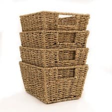 Image of Libbi Lou Set of 4 Seagrass Storage Baskets – Natural Woven Storage Boxes