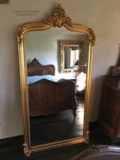 Image of Large Antique Gold Gilt Ornate French Full Length Dress Arch Leaner Mirror 7ft