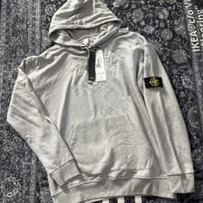 Image of STONE ISLAND Gray Cotton Hoodie New & Authentic