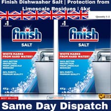 Image of Finish Dishwasher Salt 4kg Soften Water to Prevent Limescale & Watermarks Uk