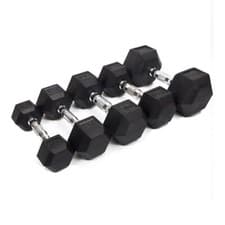 Image of Hex Dumbbells Pairs Rubber Encased Cast Iron Gym Dumbbell Hand Weights Set