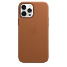 Image of Genuine / Official Apple iPhone 12 Pro Max Leather MagSafe Case - Saddle Brown