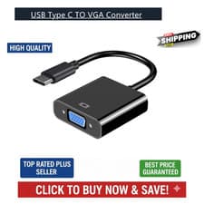Image of USB-C to VGA Adapter Cable – USB 3.1 Type-C to VGA Converter for Laptop, MacBook