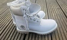 Image of Timberland Premium 6 Inch Boot Light Grey Nubuck Waterproof RRP £180 UK 3.5
