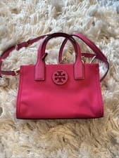 Image of NWT TORY BURCH ELLA NYLON MINI TOTE CROSSBODY BAG SATCHEL BRIGHT PINK