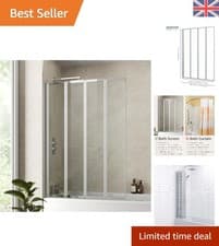Image of Durable 4mm Toughened Glass Folding Bath Screen - Chrome Frame 10- Guarantee