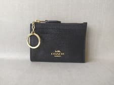 Image of Coach Mini Skinny ID zip Card Case in cross grain Leather FREE Shipping T / 9171