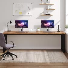 Image of 180 cm Extra Long Computer Desk, Large Ofiice Desk with Heavy Duty Metal Frame