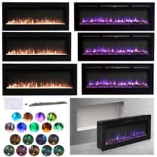 Image of Electric Fireplace 50/60/80 inch Insert/ Wall Mounted LED Fire Place Inset Fire