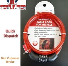 Image of Combination Number Code Bike Bicycle Cycle Lock 8mm by 650mm Steel Cable Chain.