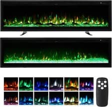 Image of 127cm Electric Fireplace Wall Mounted Recessed Freestanding LED Flame Heater
