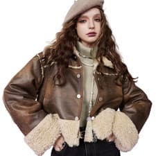 Image of Women’s Brown Shearling Leather Jacket | Fur Lined Aviator Jacket Vintage style