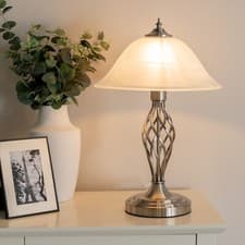 Image of Barley Twist Table Lamp Traditional Glass Living Room 47CM Tall Light LED Bulb 