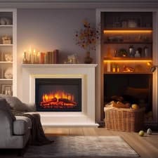 Image of Electric Fireplace with Surround, LED Flame & Mood Light – Endeavour Castleton