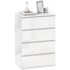 Image of HOMCOM Bedroom Chest of Drawers, High Gloss 4 Drawers Dresser, White