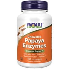 Image of NOW Foods Papaya Enzyme 180 Chewable Lozenges, Healthy Digestion, Gut Health