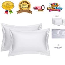 Image of Luxurious White Oxford Pillowcases Pair - 100% Egyptian Cotton, 200 Thread Count