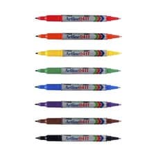 Image of Artline EK-041T Twin Tip Permanent Marker Dual Nib Waterproof | 8 Colour Pens