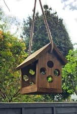 Image of HANDMADE HANGING WOODEN BIRD TABLE FULLY ASSEMBLED 30(L)x16(W)x27(H).