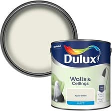 Image of Dulux 500006 Matt Emulsion Paint For Walls And Ceilings - Apple White 2.5L
