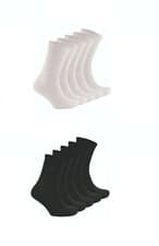 Image of 12 Pairs Mens Sports Socks White Black Cotton Rich Cushion Sole Socks Size 6-11