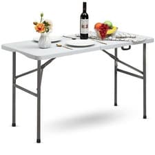 Image of 4ft Folding Camping Outdoor Table Heavy Duty Plastic Carry Handle Work Table