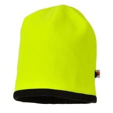 Image of Hi-Vis Beanie Hat Portwest HA14 Reversible Warm Fleece Lined Comfortable