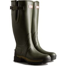 Image of Hunter Balmoral Adjustable Rubber Dark Olive Wellington Boots New