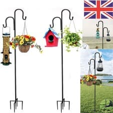 Image of 2X Heavy Duty Shepherds Crook Hooks Adjustable Metal Stake Stand Hangers Garden