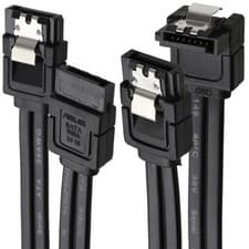 Image of SATA 3.0 6GBPs Data Cable HDD SSD DVD PC Internal Connector - Two Pack - Black
