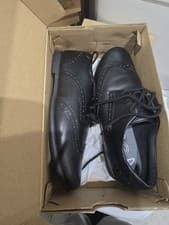Image of Clarks Scala Lace Youth black leather brogue school shoes.  UK4 EU37