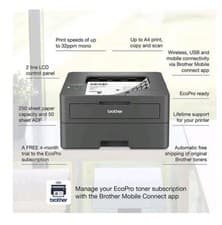 Image of BROTHER EcoPro HLL2400DWE Monochrome Wireless Laser Printer - Black