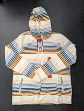 Image of NWT O'Neill Ladies' Half Zip Polar Fleece Hoodie Size Medium Cream Stripe