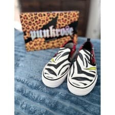 Image of Skechers Punkrose Women's Slip On Sneakers Shoes Size 7.5 Zebra Plaid Vegan