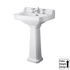 Image of Nuie Richmond Comfort Height 600mm 3 Tap Hole Basin & Full Pedestal Sink