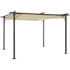 Image of Outsunny 3.5x3.5m Pergola Metal Gazebo Backyard Porch Awning Retractable Canopy
