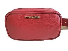 Image of Steve Madden Belt Bag Red Fanny Pack Pebbled Leather Convertible Wristlet Bag