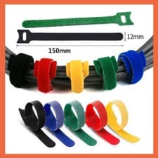 Image of Adjustable Releasable Reusable Hook And Loop Cable Ties, Cable Tidy Strapping
