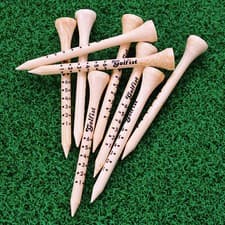 Image of Golfist Bamboo Wooden Golf Tees - 70mm With Height Indication Lines 50 100 pack
