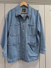 Image of Ladies Denim & Co Lt Blue Denim Shacket Oversized Utility Chore UKL 14/16 BNWOT