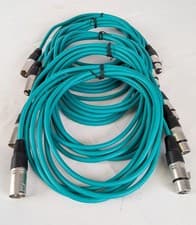Image of Pack of 5 XLR Microphone Cables 3m Green – Soft Flexible Leads Rewireable Plugs