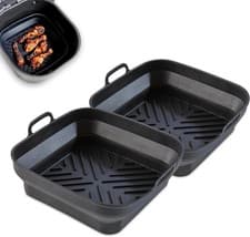 Image of Square Foldable Silicone Trays Set of 2 Heat Resistant Kitchen Black Tower