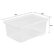 Image of Wham Crystal Storage Box with Click OnLid Polypropylene Container 45L Made In UK
